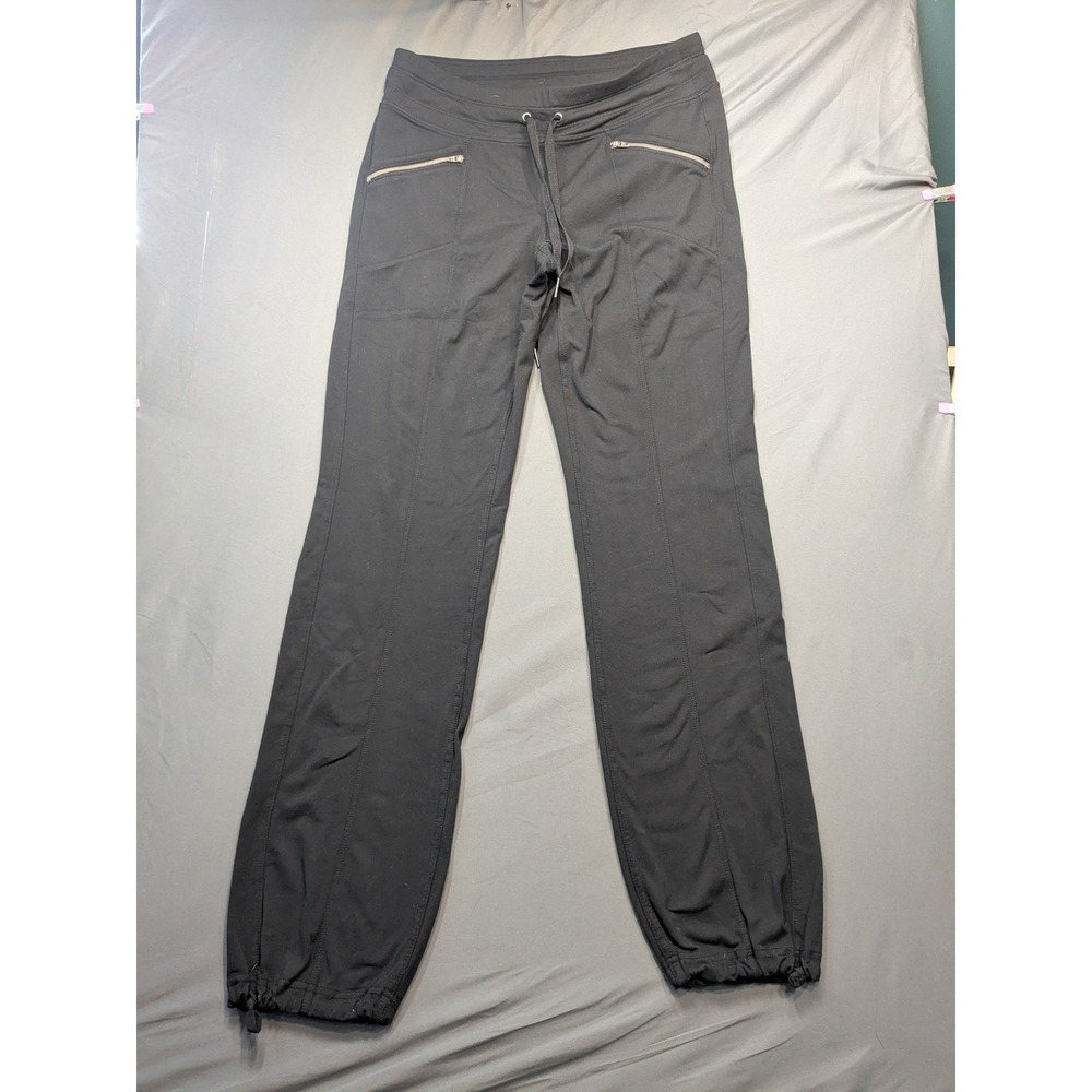 Athleta Womens Black Straight Leg Jogger Pants Zipper Pockets Toggle Hem Small